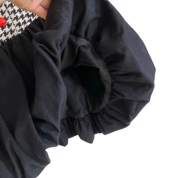 Vintage 80s Black White Houndstooth Double Breasted Bubble Hem Dress Sz Medium - Picture 8 of 16